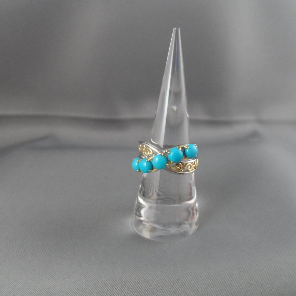 Sleeping Beauty Turquoise Ring - Vermeil Yellow Gold - Size 7